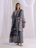 Oaks - Lawn Printed Unstitch Suit For Women - Black - 3 Piece
