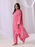 Oaks - Lawn Printed Unstitch Suit For Women - Pink - 3 Piece