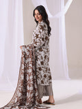 Oaks - Lawn Printed Unstitch Suit For Women - Brown - 3 Piece
