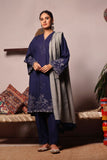 Oaks - 3 Piece Embroidered Unstitched Khaddar Navy Blue - OWEKH3P-6262-A