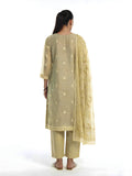 Oaks Embroidered Organza Net Unstitched Beige / Nude 3 Piece