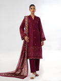 Oaks Embroidered Organza Net Unstitched Maroon 3 Piece