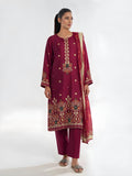 Oaks Embroidered Cotton Silk Suit Maroon 3 Piece
