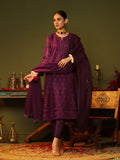 Oaks - Embroidered Pret Suit Organza Magenta - 3 Piece