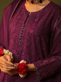 Oaks - Embroidered Pret Suit Organza Magenta - 3 Piece