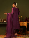 Oaks - Embroidered Pret Suit Organza Magenta - 3 Piece