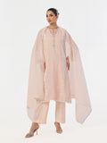 Oaks - Embroidered Pret Suit Net Baby pink - 3 Piece