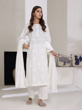 Oaks - Dyed Cambric Screen Print Suit For Women - White - 3 Piece