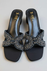 Milli Shoes - Block Heel Formal Slides For Women - Black - Studio by TCS
