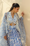 Sania Maskatiya - Zaina - Charmeuse , Organza , Charmeuse - Azure - 3 Piece