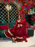 Syah - Gulaal - Velvet - Red/Maroon - 2 Piece