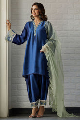 Deepak Perwani - Blue Waters - Sheesha Silk - Sapphire Blue - 3 Piece