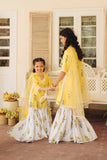 Hummingbirdspk - Jaan-e-Bahar - Yellow & White Block Printed Gharara Set 4 Piece