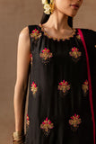 Maria Osama Khan - Charcoal Charm - BLACK - RAWSILK & Organza - 3 Piece