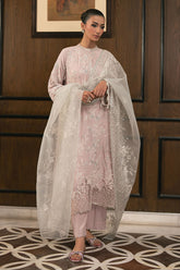 Cross Stitch - PETAL PURPLE - Chiffon - 3 Piece - Unstitched