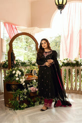 Omal by Komal - Shehrzad - Black Dobby - 3 Piece
