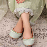 JootiShooti - Pearl Aura Mint Green Khussa For Women