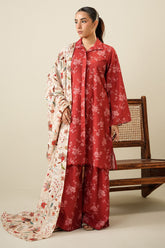 Cross Stitch - Ochre Silk - 3 Piece - Khaddar Printed Suit - Unstitch