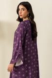 Cross Stitch - Deep Mauve - 2 Piece - Linen Printed Suit - Unstitch
