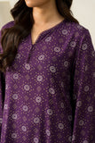 Cross Stitch - Deep Mauve - 2 Piece - Linen Printed Suit - Unstitch