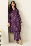 Cross Stitch - Deep Mauve - 2 Piece - Linen Printed Suit - Unstitch