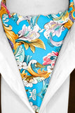 Black Wolf - ELEGANCE COLORFUL FLORAL SILK ASCOT - Turquoise - 1 Piece