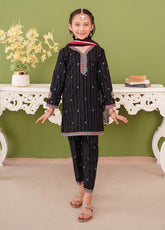 Modest - Embroidered Black Khaddar Suit For Girl - 3 Piece