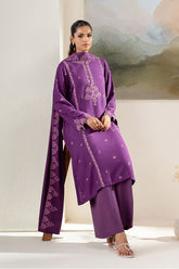 Cross Stitch - Purple Hue Linen Suit For Women - Purple - 2 Piece