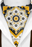 Black Wolf - ETHNIC ABSTRACT SILK ASCOT - White - 1 Piece