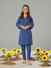 Oaks - Embroidered Pret Shirt Trouser Dobby Blue - 2 Piece