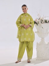 Oaks - Embroidered Suit Pret Cotton Silk Jacquard Lemon - 3 Piece