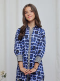 Oaks - Printed Lawn Suit For Girl - Blue&Black - 2 Piece