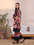 Oaks - Printed Pret Shirt Trouser Lawn Red & Black - 2 Piece