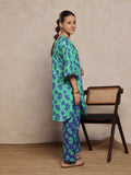Oaks - Printed Pret Shirt Trouser Cambric Green & Blue - 2 Piece