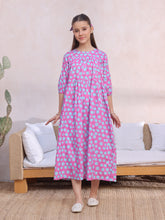 Oaks - Printed Pret Kurti Lawn Pink & ferozi - 1 Piece