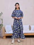Oaks - Printed Pret Kurti Lawn Blue - 1 Piece