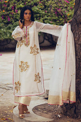 Sanam Chaudhri - Irha Cotton Net Suit For Women - White - 3 Piece