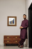 Deepak Perwani - jkt1420 & kas890 - Burgundy - 3 Piece