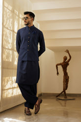 Deepak Perwani - jkt1508 & Kas911 - Navy Blue - 3 Piece