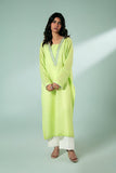 FOZIA KHALID - Lime Green Embroidered Tunic - Lime Green - Karandi - 1 Piece