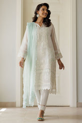 Deepak Perwani - Lilla 1 - Cotton Net - White - 3 Piece