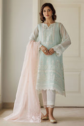 Deepak Perwani - Lilla 2 - Cotton Net - Ice Blue - 3 Piece