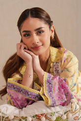 Cross Stitch - Pastel Bloom Digital Print Lawn Unstitch Suit For Women - 3 Piece