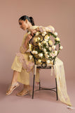 Cross Stitch - Sunset Garden Silk Suit For Women - Yellow - 2 Piece
