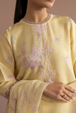 Cross Stitch - Sunset Garden Silk Suit For Women - Yellow - 2 Piece