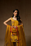 Laiba Khurram in Maria Osama Khan - Marigold Muse - YELLOW MUSTARD - RAWSILK & Organza - 3 Piece