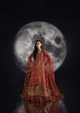 Sara Jahan - Rang E Bahar Chiffon Embroidered Suit For Women - Burnt Orange - 3 Piece