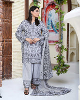 Mina Muse Nayab Suit Silver Grey 3 Piece
