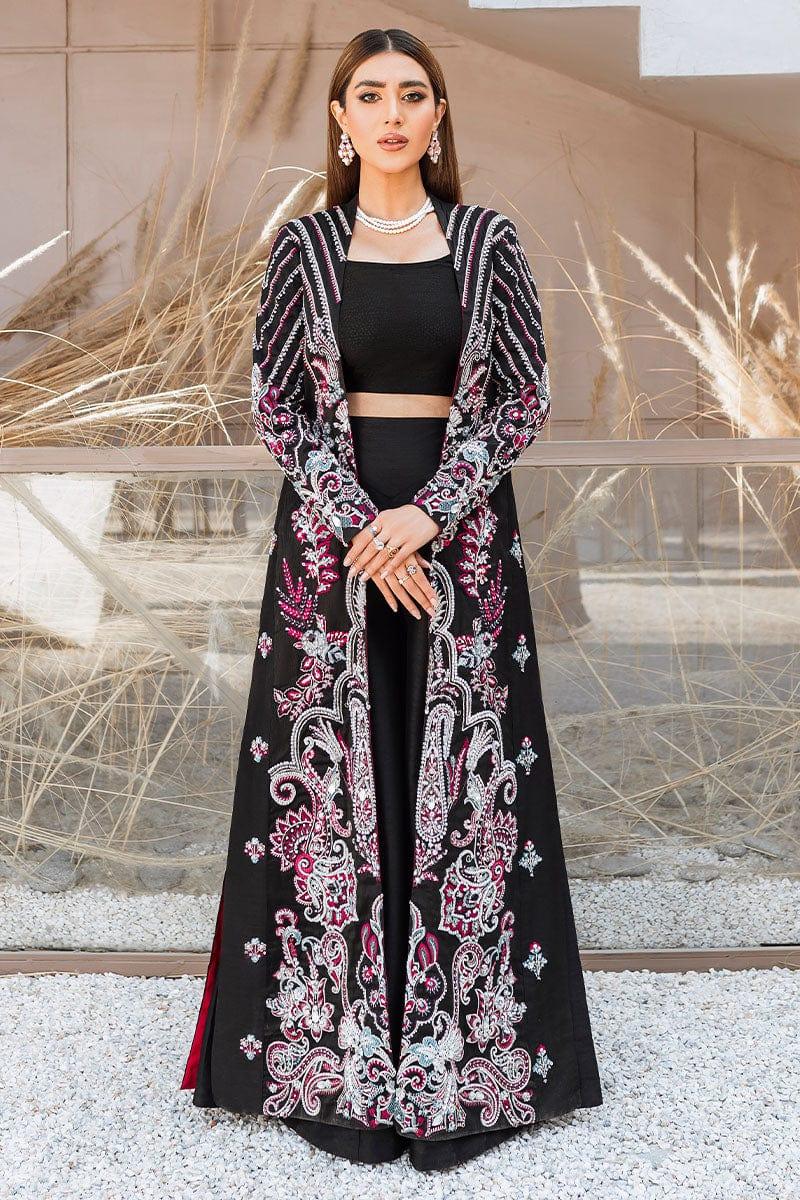 Malook - Zareesh - Black - Embroidered Raw Silk - 3 Piece - Studio by TCS