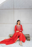 Malook - Nawal - Red - Raw Silk - 3 Piece - Studio by TCS